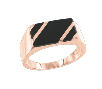 Man's ring in red gold of 585 assay value with onyx 