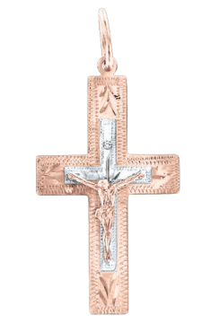Крестик православный из красного золота 585 пробы с Бриллиантом 
