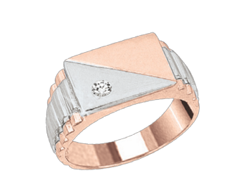 Man´s ring in red gold of 585 assay value with diamond 