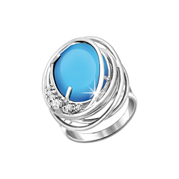 Damen-ring aus 925er Silber mit Türkis HTS und Zirkonia 