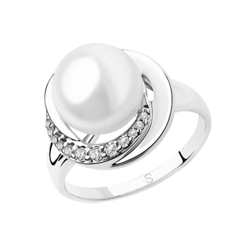 Damen-ring aus 925er Silber mit Perle, Zirkonia 