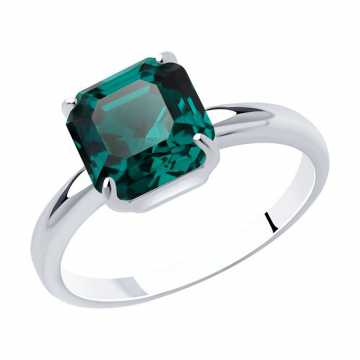 Silver ring with green Swarovski crystal 