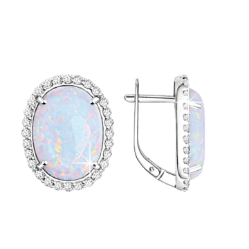 Silver earrings with zirconia and opal HTS 