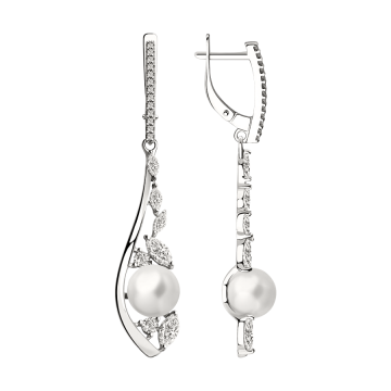 925er Sterling Silber Ohrringe mit Perlen, Zirkonia 