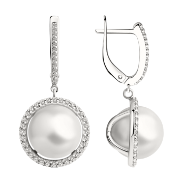 Ohrhänger aus 925er Sterling Silber mit Perlen, Zirkonia 