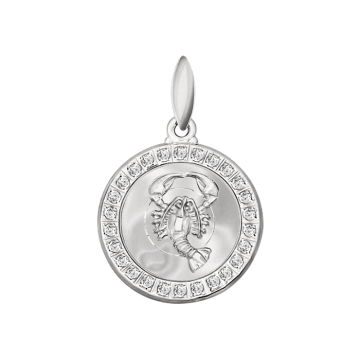 Silver zodiac sign "Cancer" with cubic zirconias 