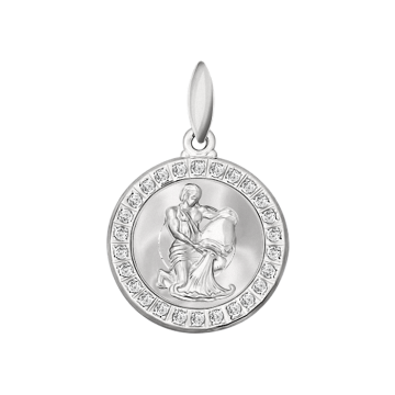 Серебряная подвеска 925 пробы, знак зодиака "Водолей" Вставка(и): фианиты 
