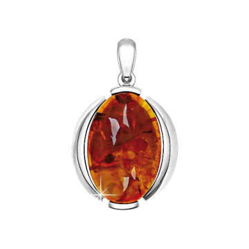 Silver pendant with amber 