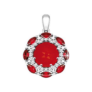 Silver pendant with cubic zirconia and coral 