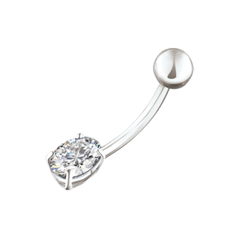 Navel piercing in silver of 925 assay value with zirconia 