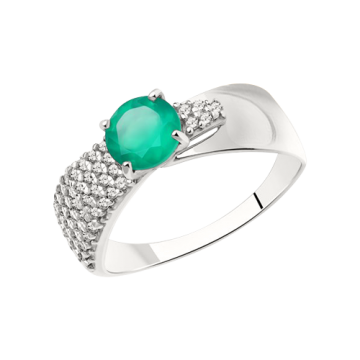 Silver ring with agate and zirconia 