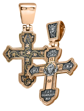 Orthodoxe Kreuz-Anhänger Silber 925° mit Rotgold vergoldet 999° 