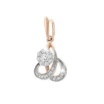 Pendant in red gold of 585 assay value with diamond 