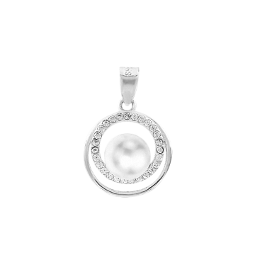 Silver pendant with cubic zirconia and pearl 