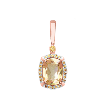Pendant in red gold of 585 assay value with topaz, zirconia 