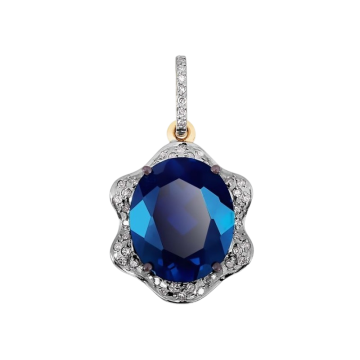 Anhänger aus Rotgold 585° mit Brillanten, Saphir 