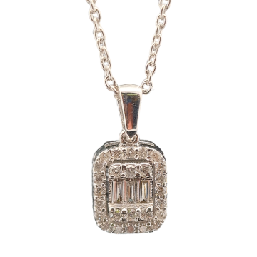 White gold 585° pendant and chain with diamonds 