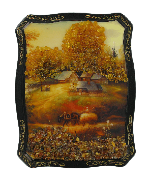 Image decorated with genuine amber 