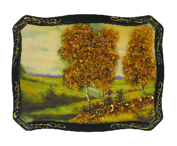 Painting decorated with amber 