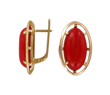 Ohrringe aus Silber 925° Rotgold vergoldet mit Koralle 
