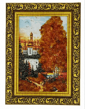 Картина, украшенная натуральным янтарем 