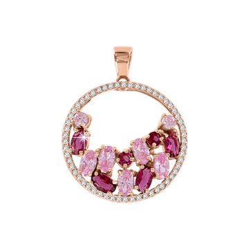 Gold-plated silver pendant with zirconia and ruby 