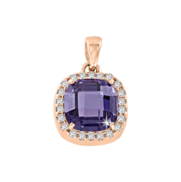 Gold-plated silver pendant with zirconia and amethyst 