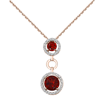 Necklace in red gold of 585 assay value with zirconia, garnet 