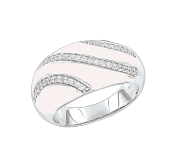 Silver ring with enamel and zirconia 