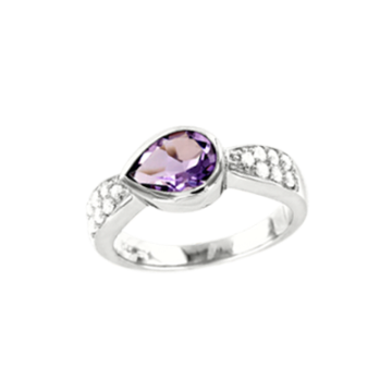 Damenring aus 925er Silber mit Amethyst, Zirkonia 