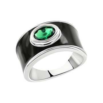 Silver ring with enamel and zirconia 