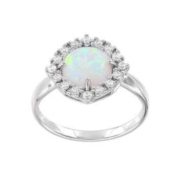 Silver ring with zirconia and opal HTS 