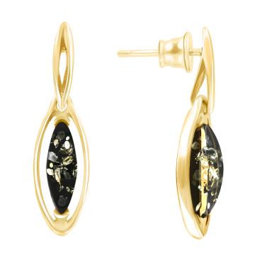 Gold-plated silver earrings with amber 