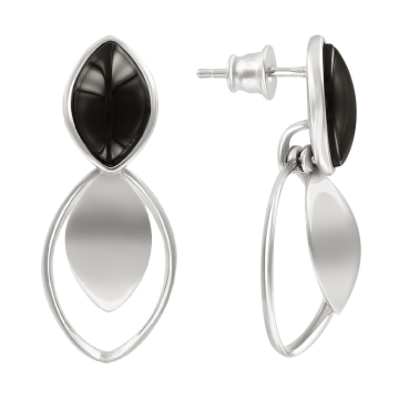 Silver earrings with black agate 
