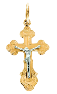 Gelb/ Weißgold 585 Kreuz 