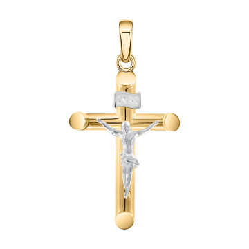 Gelb/ Weißgold 585 Kreuz 