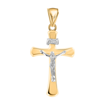 Gelb/ Weißgold 585 Kreuz 