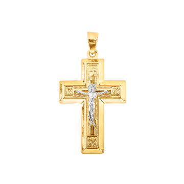 Cross made from yellow gold of 585 assay value 