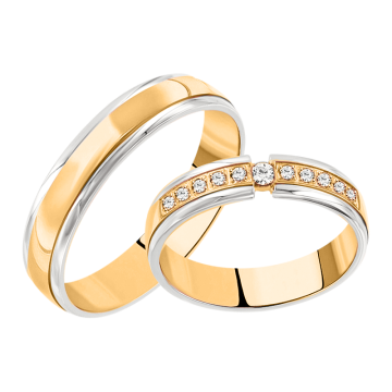 Обручальное кольцо в красном с белым золоте без бриллиантов