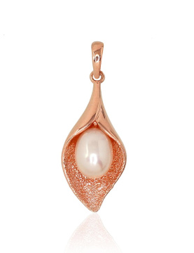 Pendant in red gold of 585 assay value with natural pearl 