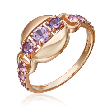 Rotgold 585° Damenring mit Amethyst 