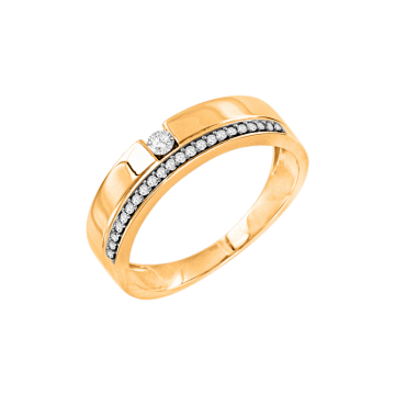 Lady´s ring in yellow gold of 585 assay value with diamonds 