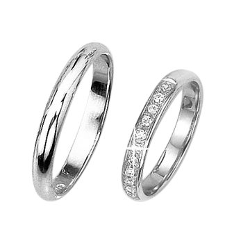 Wedding ring in white gold of 585 assay value with zirconia 