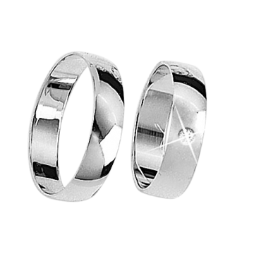 Wedding ring in white gold of 585 assay value with diamonds 