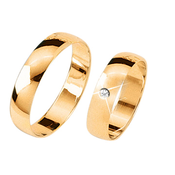 Wedding ring in yellow gold of 585 assay value with diamond 