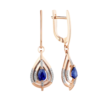 Ohrringe aus Rotgold 585° mit Brillanten und Saphir 