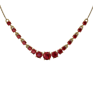 Necklace in red gold of 585 assay value with garnet 
