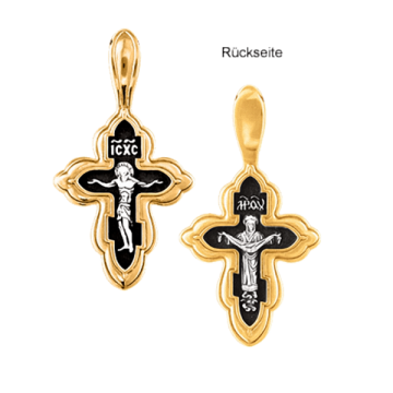 Orthodoxe Kreuz-Anhänger "Kreuzigung Christi" Silber 925° mit Rotgold vergoldet 999 