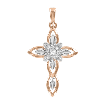 Kreuzanhänger aus Rot/ Weißgold 585° mit Zirkonia 