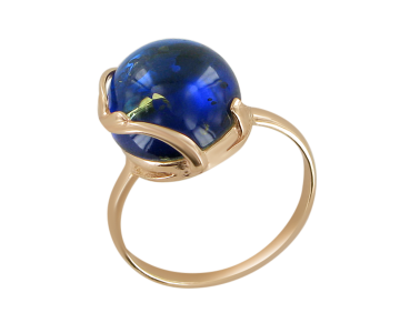 Vergoldete Damen-ring aus 925er Silber mit Bernstein und Zirkonia 